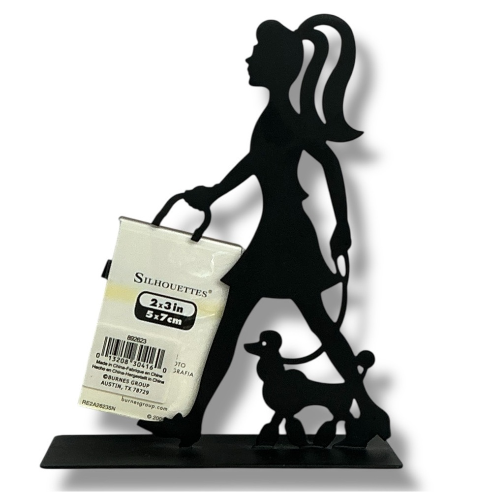 Silhouette Black Metal Dog Walker Picture Frame Matte Black Finish 6.75 Tall - Picture 2 of 16
